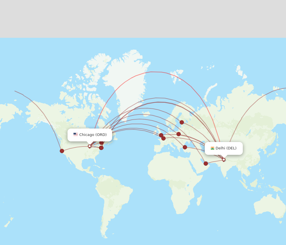 Top 10 flights from Chicago to Delhi India